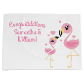 Flamingo Baby Dusche Niedlich tropische Große Geschenktüte (Vorderseite)