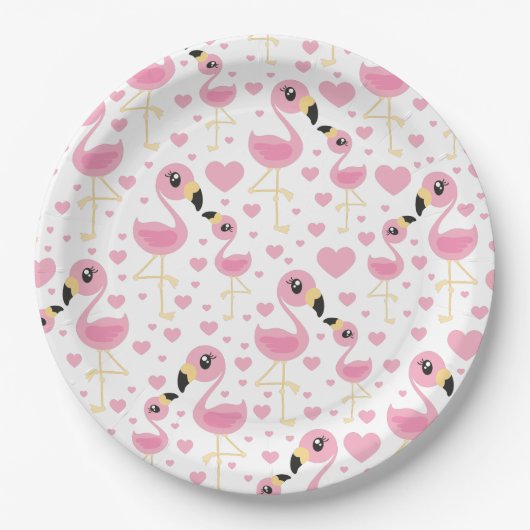 Flamingo Baby Dusche Niedlich tropische Pappteller (Vorderseite)