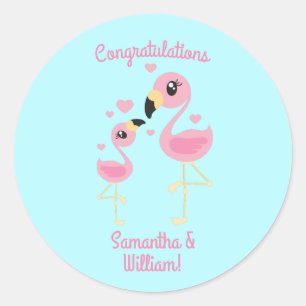 Flamingo Baby Dusche Niedlich tropische Runder Aufkleber