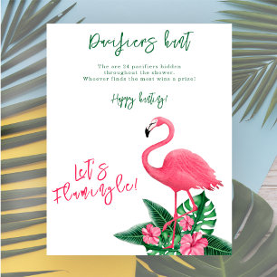Flamingo Baby Dusche Schnuller Jagd Spiel Poster