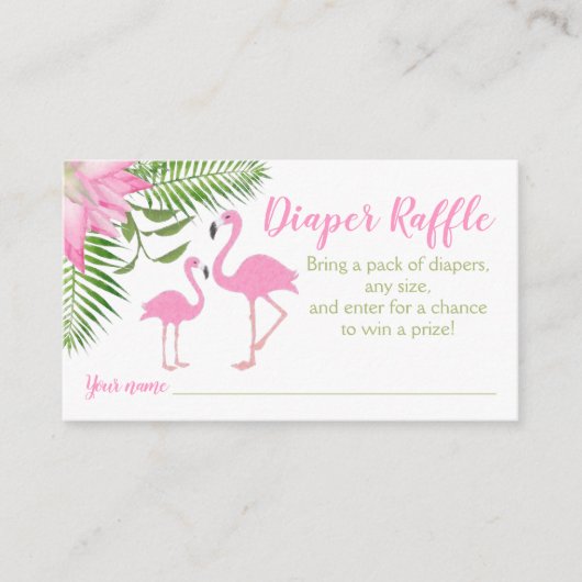 Flamingo Baby Duwer Diaper Raffle Ticket Begleitkarte (Vorderseite)