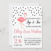 Flamingo Baby Girl Sip und sehen Sie Einladung (Vorderseite)