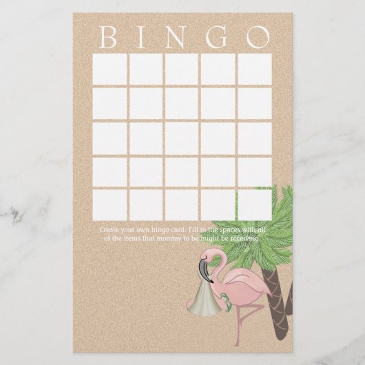 Flamingo Baby Shower Bingo Card (Vorderseite)