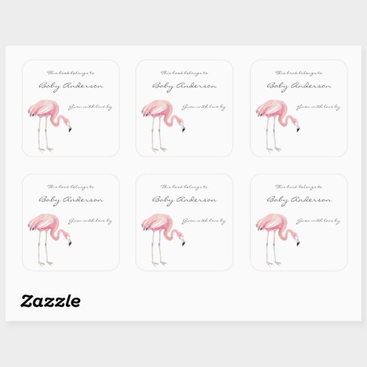Flamingo Baby Shower Buchzeichen Aufkleber (Blatt)