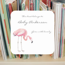 Flamingo Baby Shower Buchzeichen Aufkleber