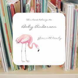 Flamingo Baby Shower Buchzeichen Aufkleber