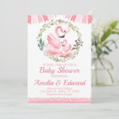 Flamingo Baby Shower Einladung (Stehend Vorderseite)