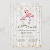 Flamingo Baby Shower Einladung (Vorne/Hinten)