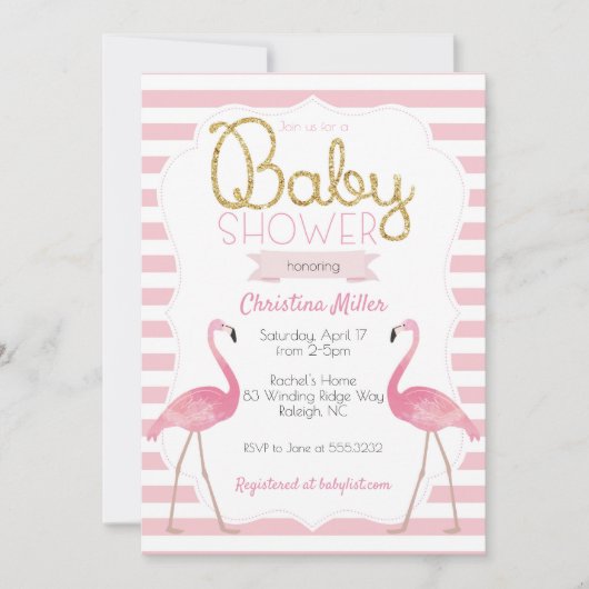 Flamingo Baby Shower Einladung (Vorderseite)