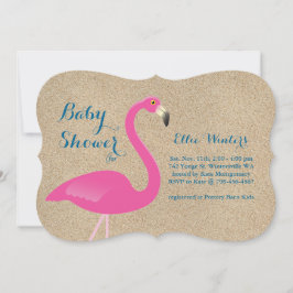 Flamingo Baby Shower Einladung - Beach Sand