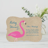 Flamingo Baby Shower Einladung - Beach Sand (Stehend Vorderseite)