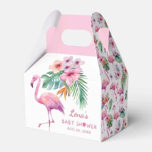 Flamingo Baby Shower Fevor Box - Tropical Pink Geschenkschachtel (Rückseite)