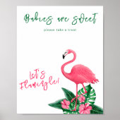 Flamingo Babydusche Babys sind süß Poster (Vorne)