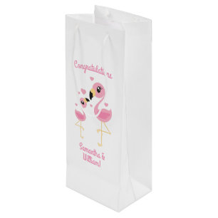 Flamingo Babydusche Niedlich Tropical Geschenktüte Für Weinflaschen