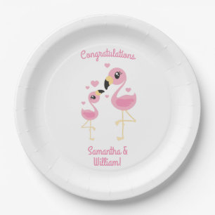 Flamingo Babydusche Niedlich Tropical Pappteller