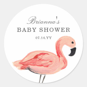 Flamingo-Babyparty-Aufkleber Runder Aufkleber