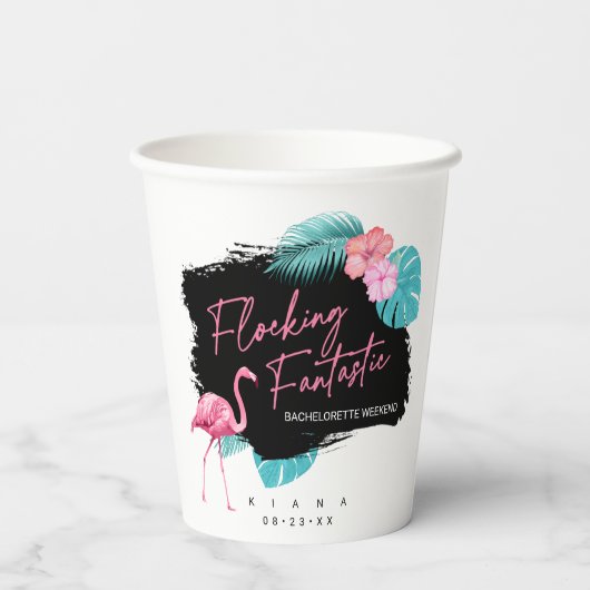 Flamingo Bachelorette Flocking Fantastic V2 ID930 Pappbecher (Rückseite)