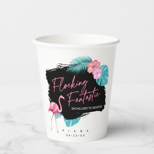 Flamingo Bachelorette Flocking Fantastic V2 ID930 Pappbecher (Vorderseite)