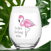 Flamingo Bachelorette Flocking Tribe Personalisier Weinglas Ohne Stiel