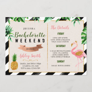 Flamingo bachelorette mit Einladung zur Itinerary
