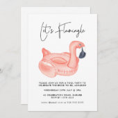 Flamingo Bachelorette Pool Party Einladung (Vorne/Hinten)