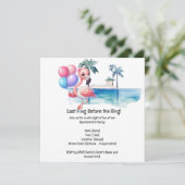 Flamingo Bachelorette Pool Party Save The Date (Stehend Vorderseite)