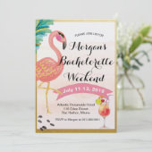 Flamingo Bachelorette Wochenende Einladung (Stehend Vorderseite)