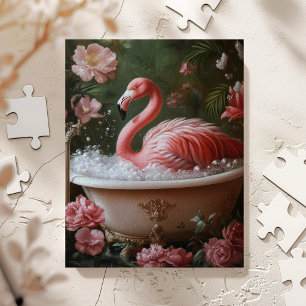 Flamingo-Badewanne Florale Tropische Wandkunst Puzzle
