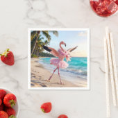 Flamingo Ballerina In a Pink Tutu On the Beach Serviette (Beispiel)