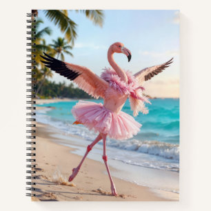 Flamingo-Ballerina in einem rosa Tutu am Strand Notizblock