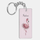 Flamingo Ballet Dancer Personalisiert Schlüsselanhänger (Vorderseite links)