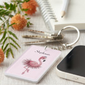 Flamingo Ballet Dancer Personalisiert Schlüsselanhänger (Vorderseite rechts)