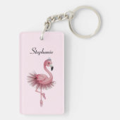 Flamingo Ballet Dancer Personalisiert Schlüsselanhänger (Rückseite)