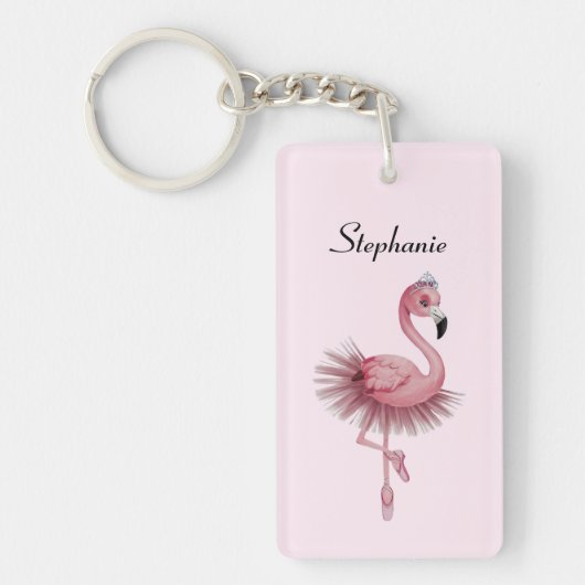 Flamingo Ballet Dancer Personalisiert Schlüsselanhänger (Vorderseite)