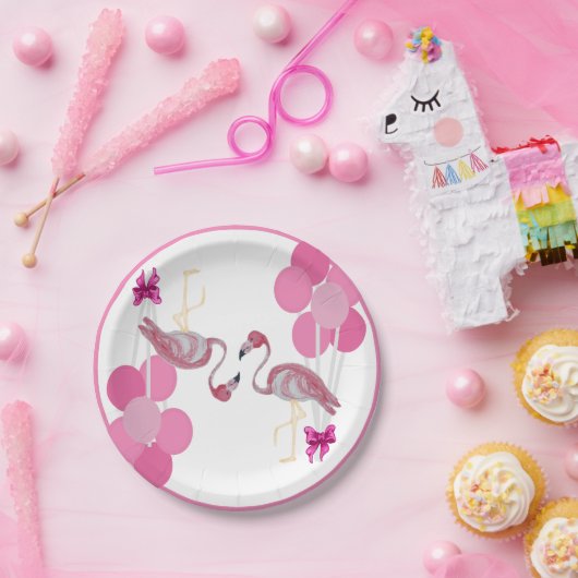 Flamingo Balloons Party Plate Pappteller (Party)