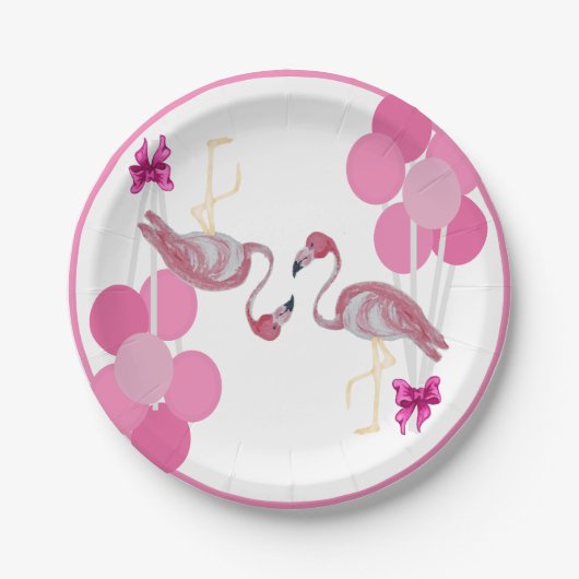 Flamingo Balloons Party Plate Pappteller (Vorderseite)