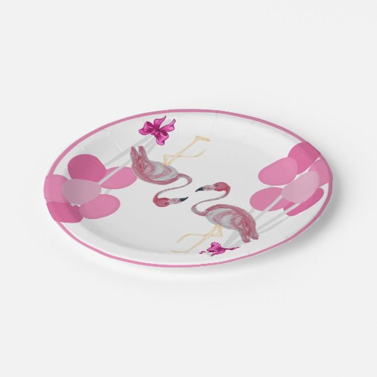 Flamingo Balloons Party Plate Pappteller (Schrägansicht)