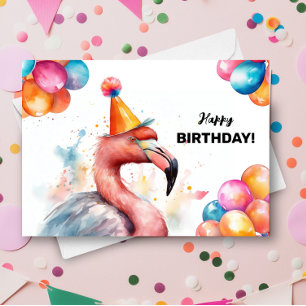 Flamingo Balloons und Party Hat Tropical Geburtsta Karte