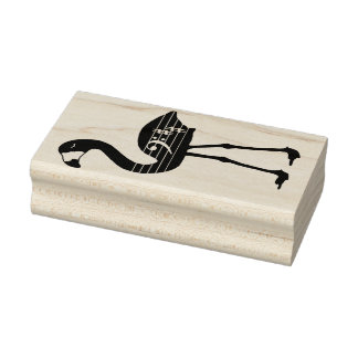 Flamingo Bass Clef Rubber Briefmarke (gegenüberges Gummistempel
