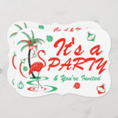 Flamingo Baubles Party Einladung (Vorne/Hinten)