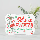 Flamingo Baubles Party Einladung (Stehend Vorderseite)