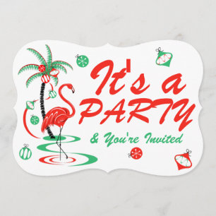 Flamingo Baubles Party Einladung