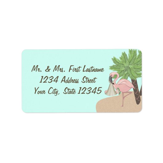 Flamingo Beach Baby mit Flip Flops Adressaufkleber (Vorne)