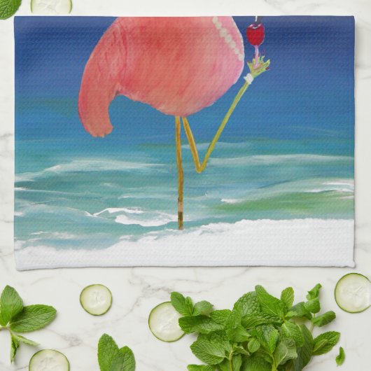Flamingo Beach Cocktail Handtuch (Gefaltet)