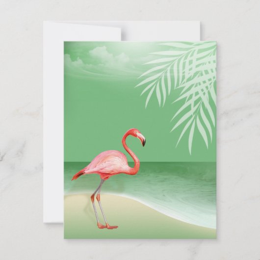 Flamingo Beach Empfang Details | Jade Einladung (Vorderseite)