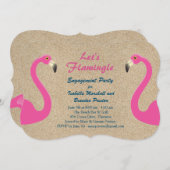 Flamingo Beach Engagement Party Einladung (Vorne/Hinten)