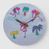 Flamingo Beach Große Wanduhr (Vorderseite)
