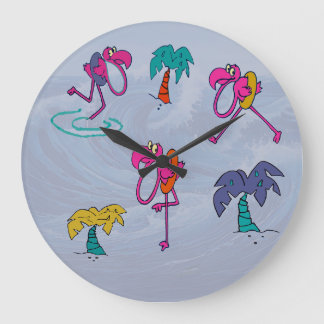Flamingo Beach Große Wanduhr