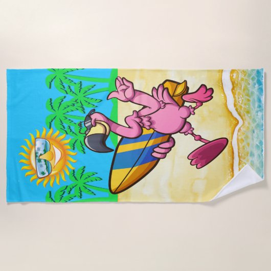 Flamingo Beach Handtuch surfen (Vorderseite)