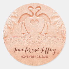 Flamingo Beach Hochzeit Runder Aufkleber